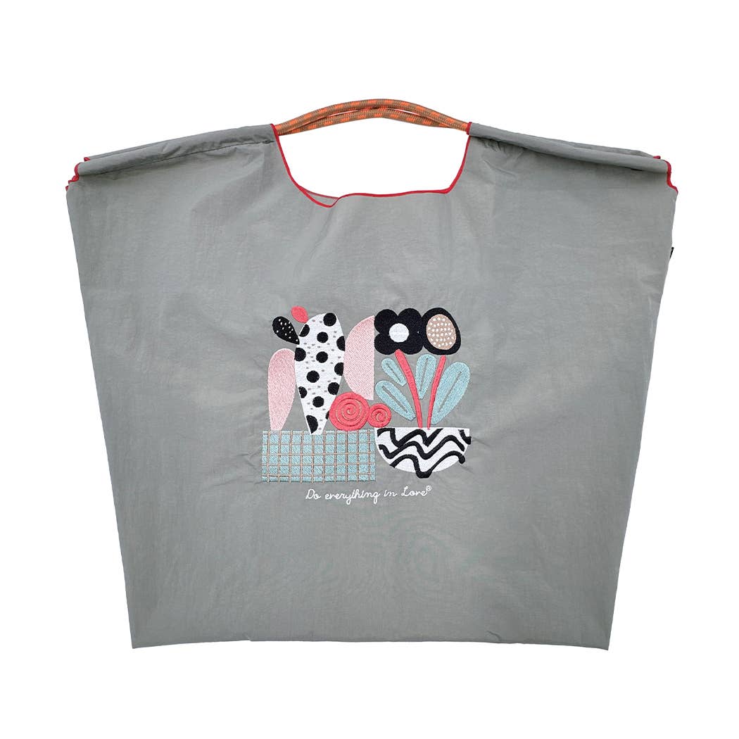 Flower Pot Embroidered Light Weight Handbag