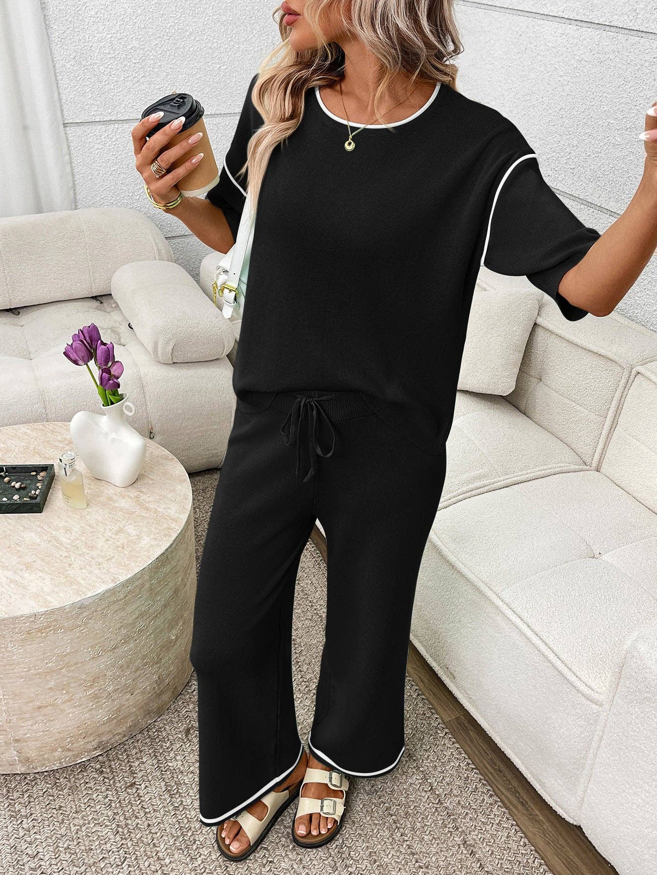 Black Knit Lounge Set