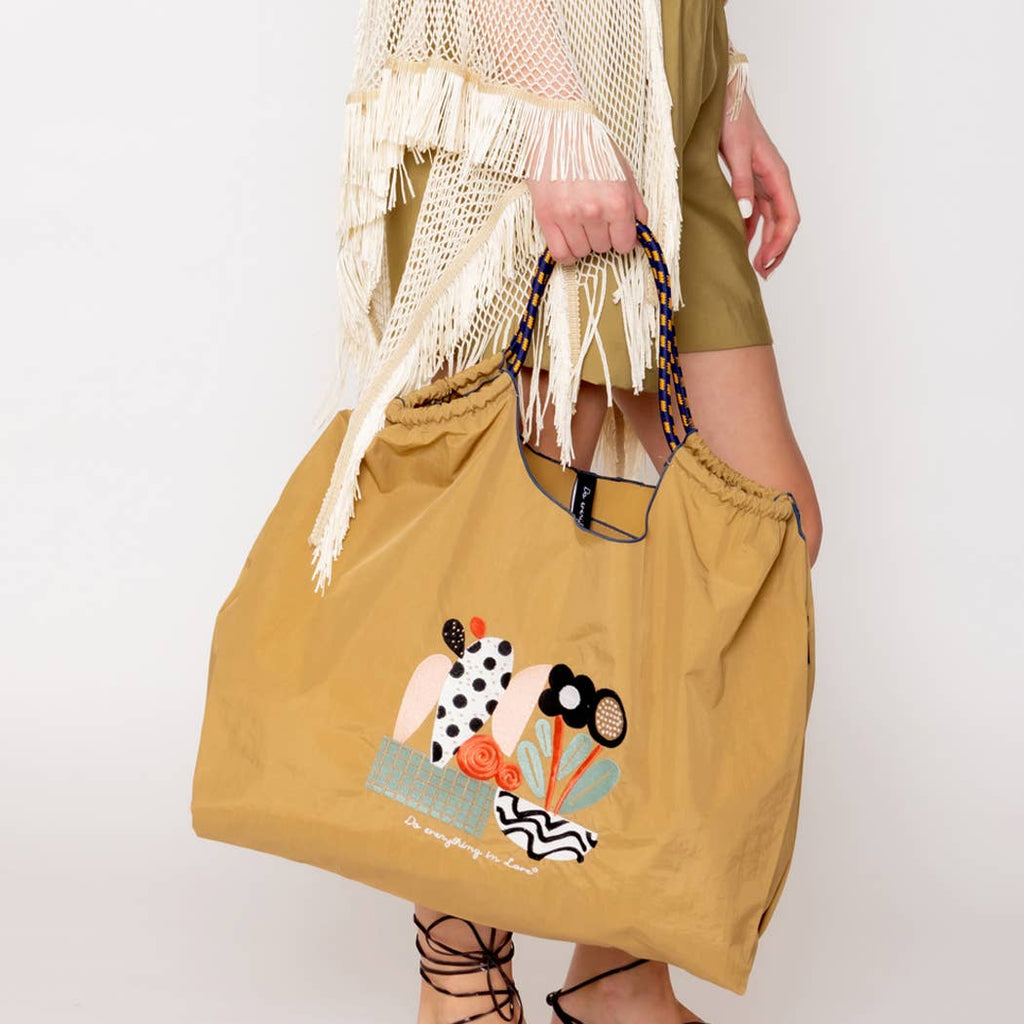 Flower Pot Embroidered Light Weight Handbag