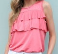 Ruffles All Around Tank Top in Pink