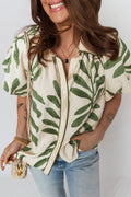 Green Leaf Balloon Sleeve Shirt