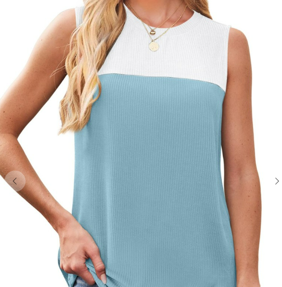 Ribbed Two-Tone Blue Tank