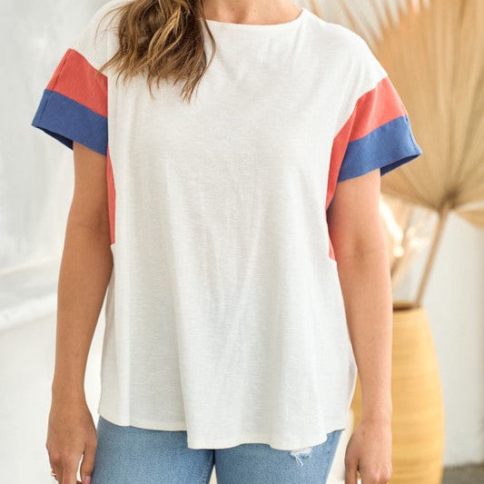 This is a great oversized, boxy t-shirt for casual spring and summer wear.