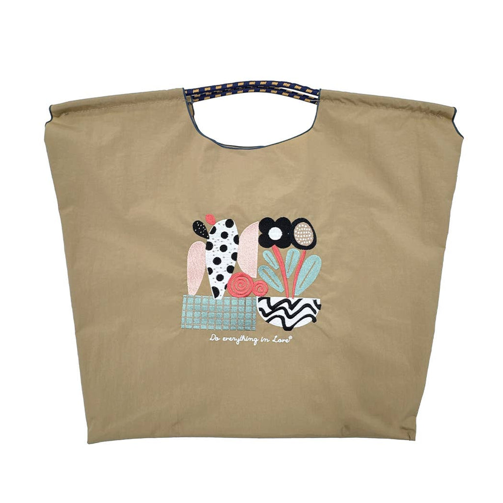 Flower Pot Embroidered Light Weight Handbag