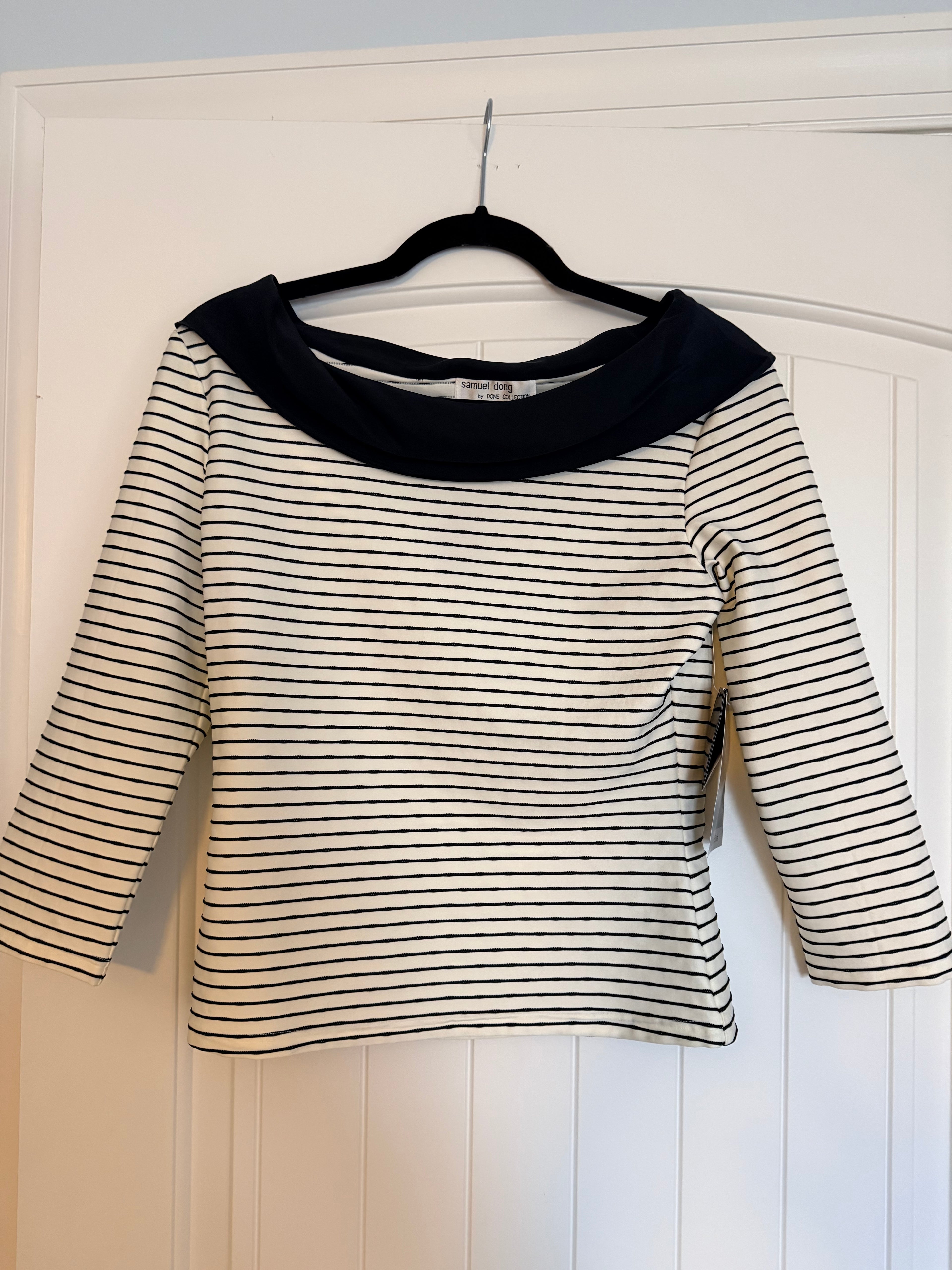 NEW WITH TAGS! Samuel Dong Striped Wide Neck