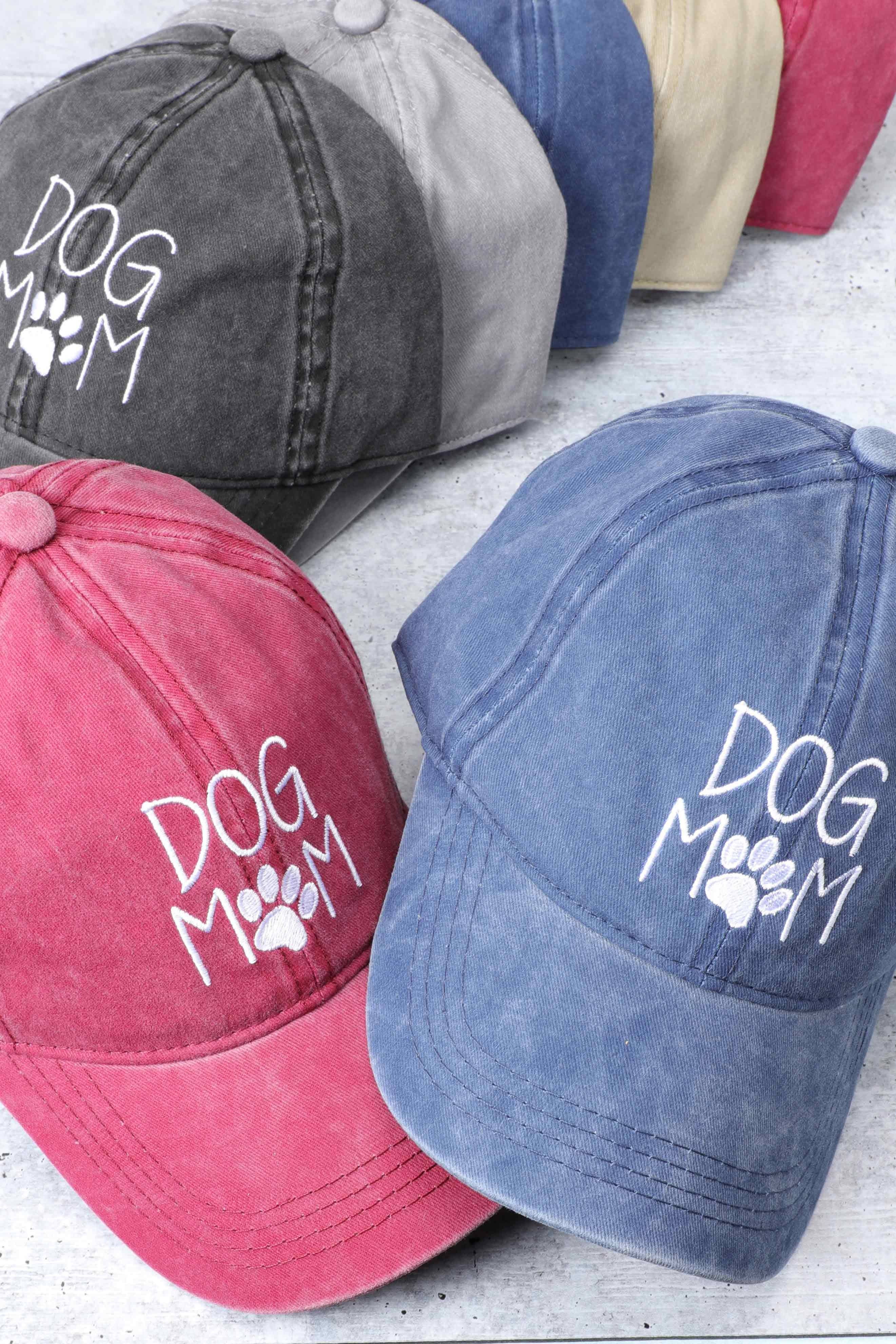 Dog Mom Embroidered Cotton Baseball Cap