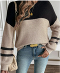 Color Block Striped Sleeve Sweater