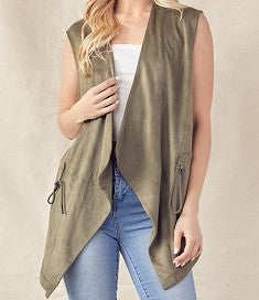 Olive Green Suede Vest