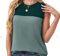 Ribbed Two-Tone Green Tank