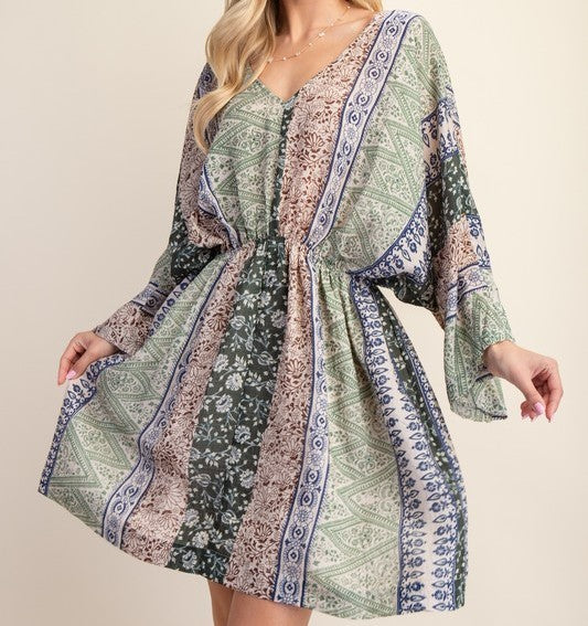 Stripe Print Boho Vibe Dress