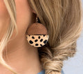 Leather and Wood Cheetah Earrings