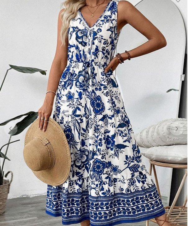 Blue Floral Maxi Dress