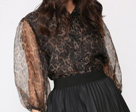 Sheer Leopard Sleeve Top