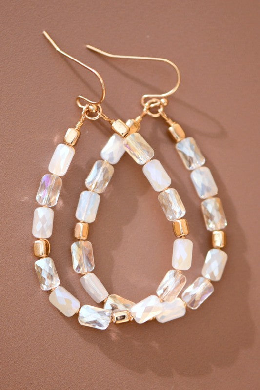 White and Glass Beaded Tear Drops